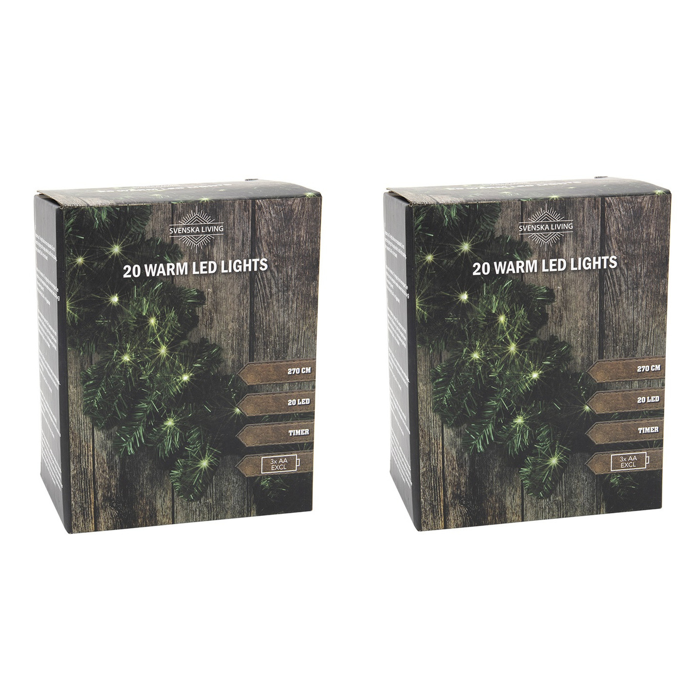 Set van 3x stuks kerst dennenslinger guirlande groen met verlichting 270 cm -