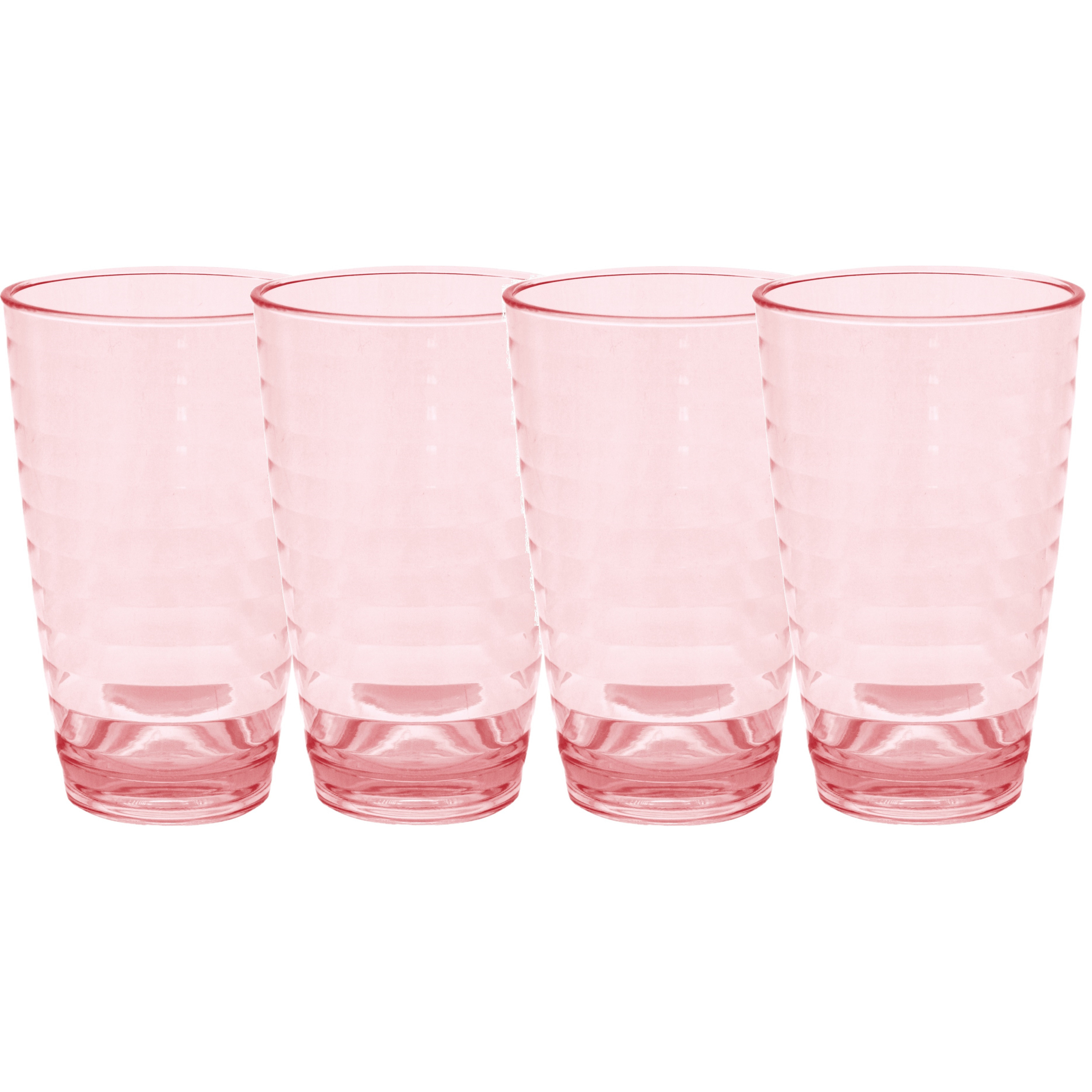 Set van 4x stuks onbreekbare kunststof camping drinkglazen rood 400 ml -