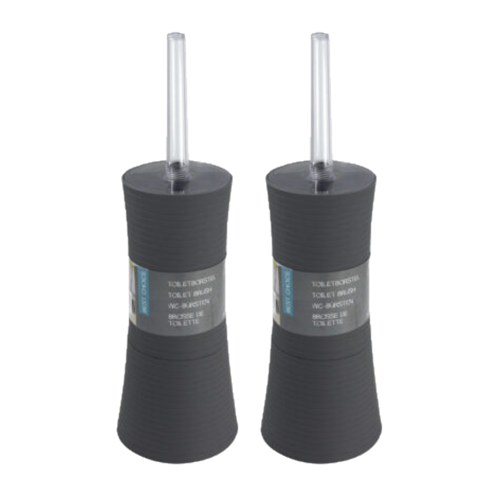 2x stuks toiletborstels antraciet grijs met houder kunststof 38 cm -