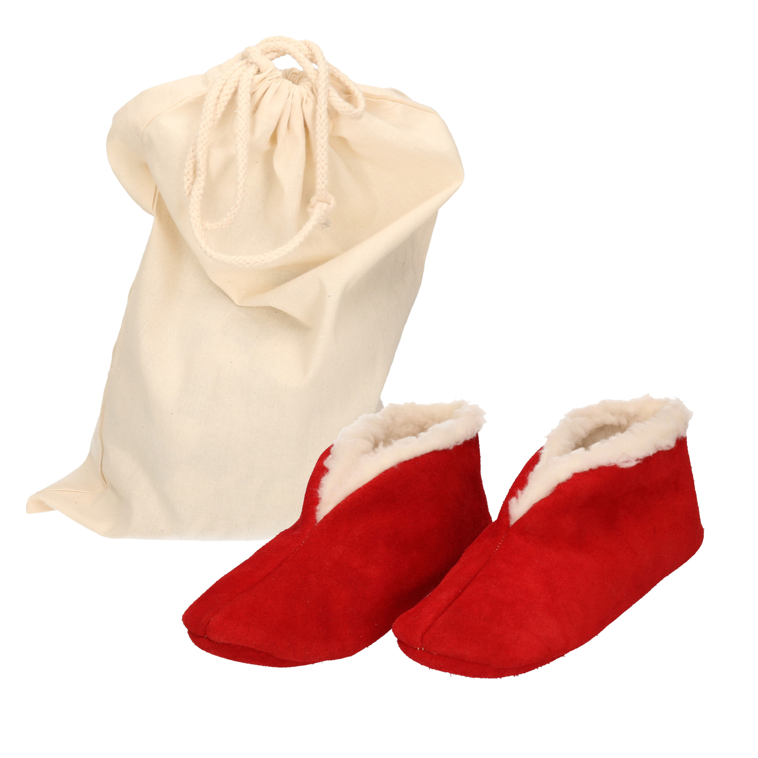 Rode Spaanse kinder sloffen/pantoffels van echt leer/suede maat 26 met opbergzak 26 -
