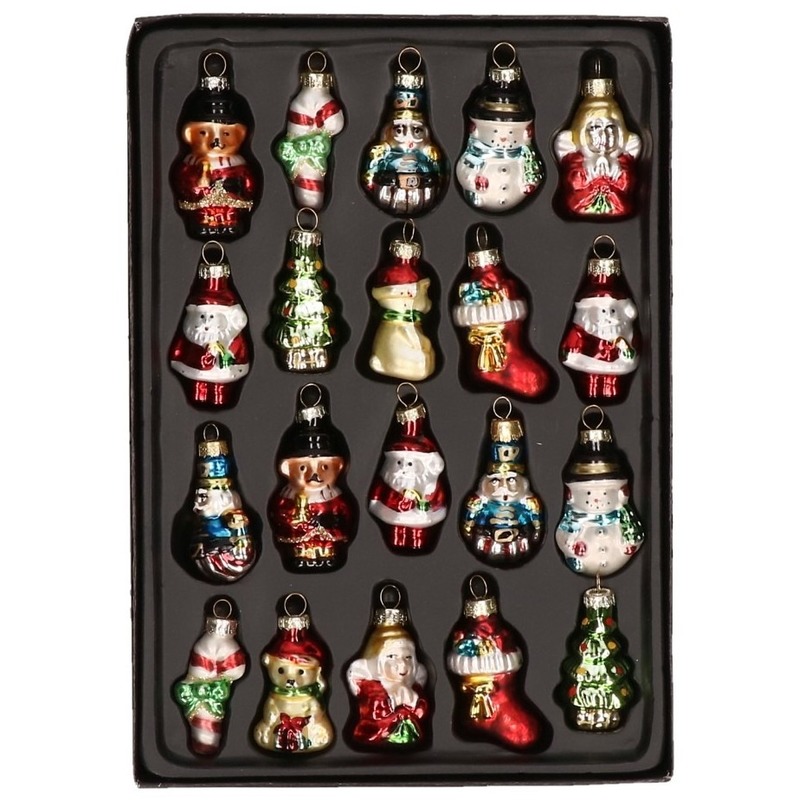 20x kersthangers kerstfiguurtjes van glas 5 cm -