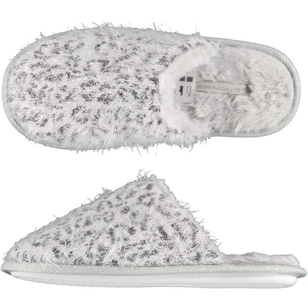 Grijze panterprint/luipaardprint instap pantoffels/sloffen voor dames 37-38 -