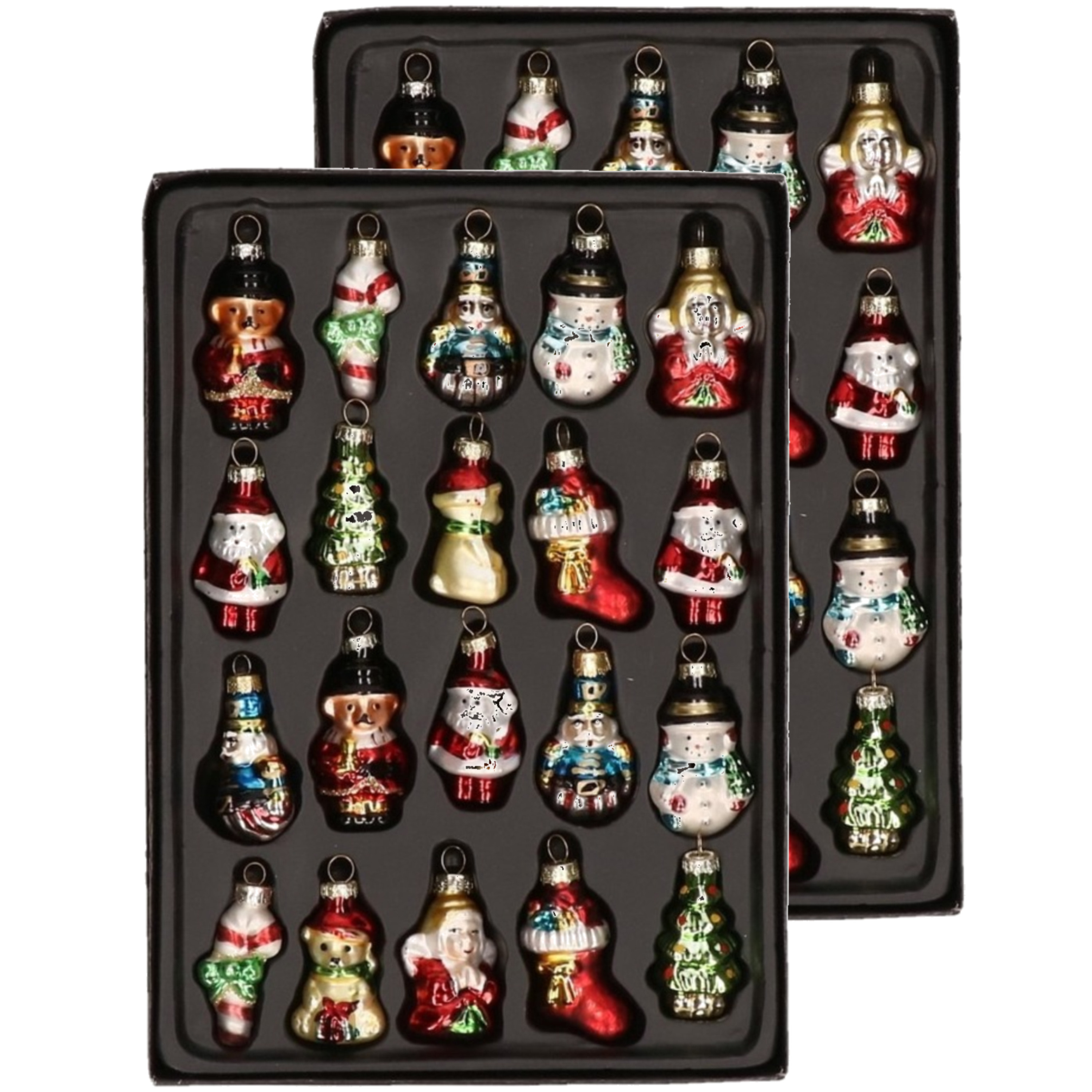 40x Kersthangers kerstfiguurtjes van glas 5 cm -