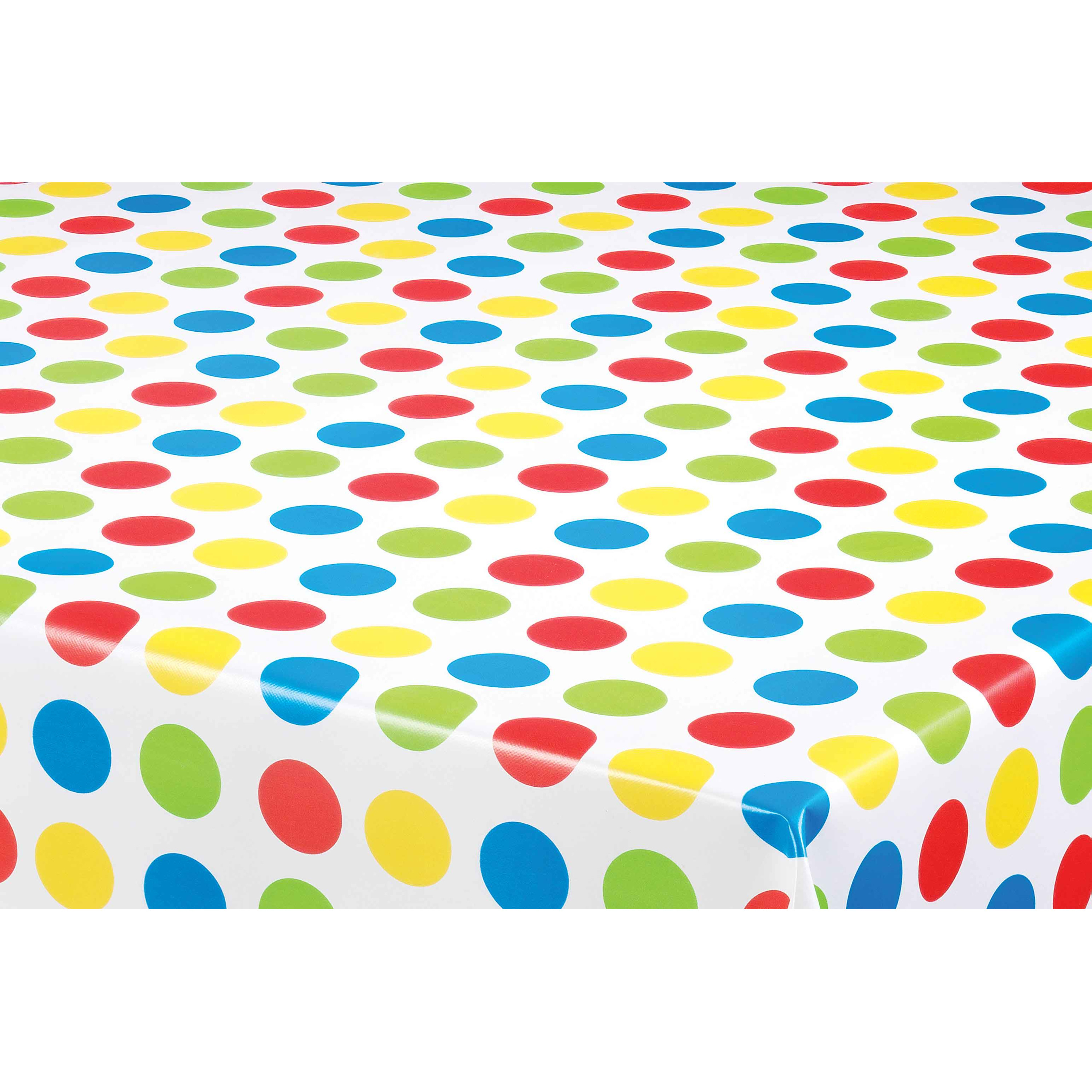 Tafelzeil/tafelkleed wit met gekleurde stippen 140 x 180 cm -