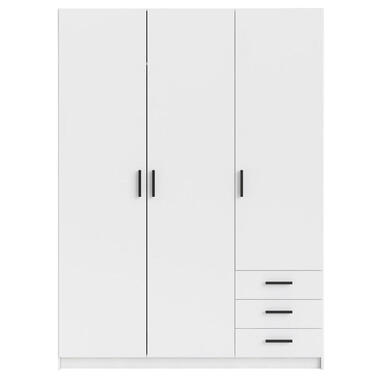 Kledingkast Sprint 3-deurs - wit - 200x147x50 cm - Leen Bakker