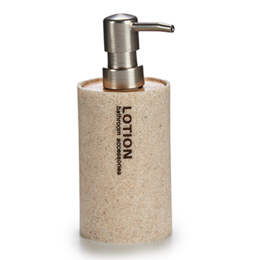 Zeeppompje/zeepdispenser beige kunststof 350 ml -