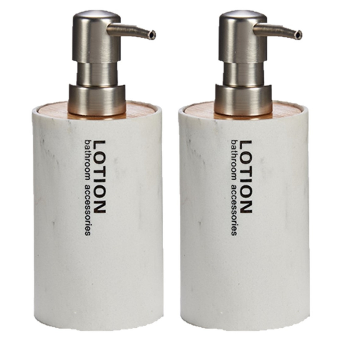 2x stuks zeeppompjes/zeepdispensers marmer wit kunststof 350 ml -