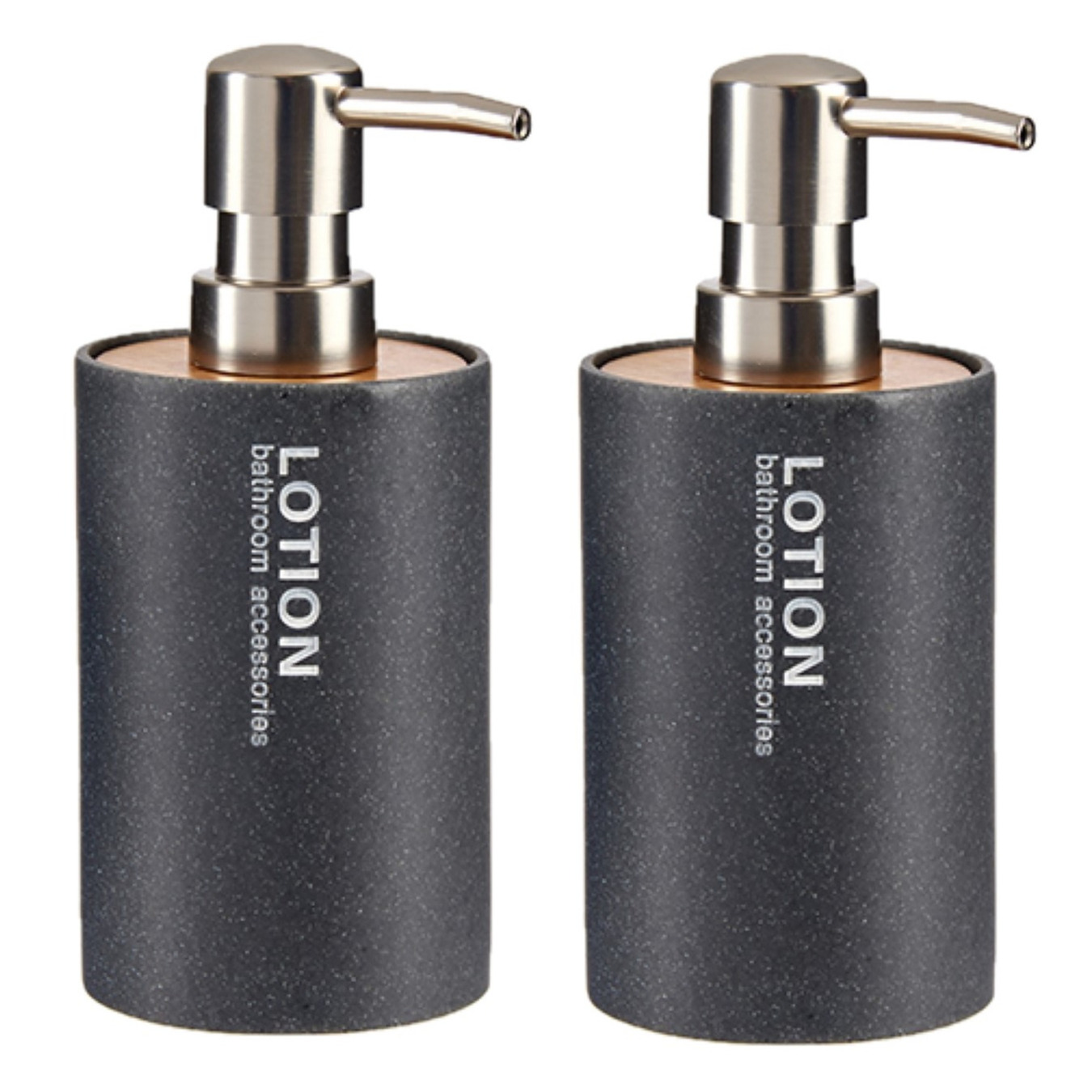 2x stuks zeeppompjes/zeepdispensers antraciet kunststof 350 ml -