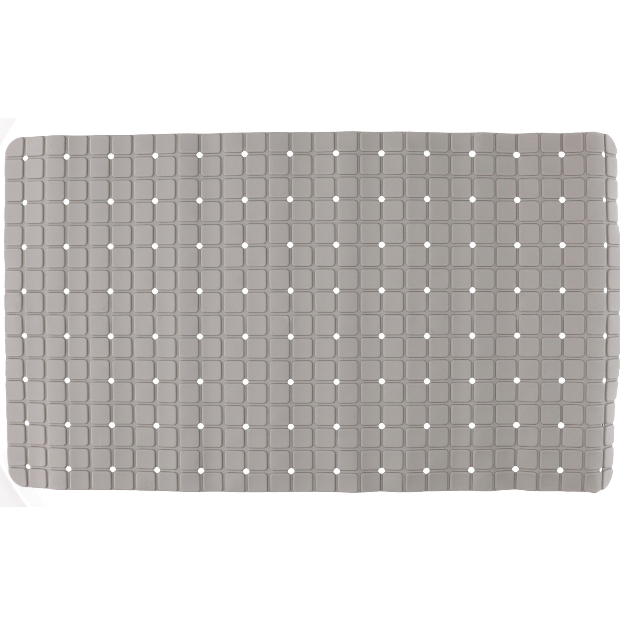 Badmat/douchemat anti-slip grijs vierkant patroon 69 x 39 cm -