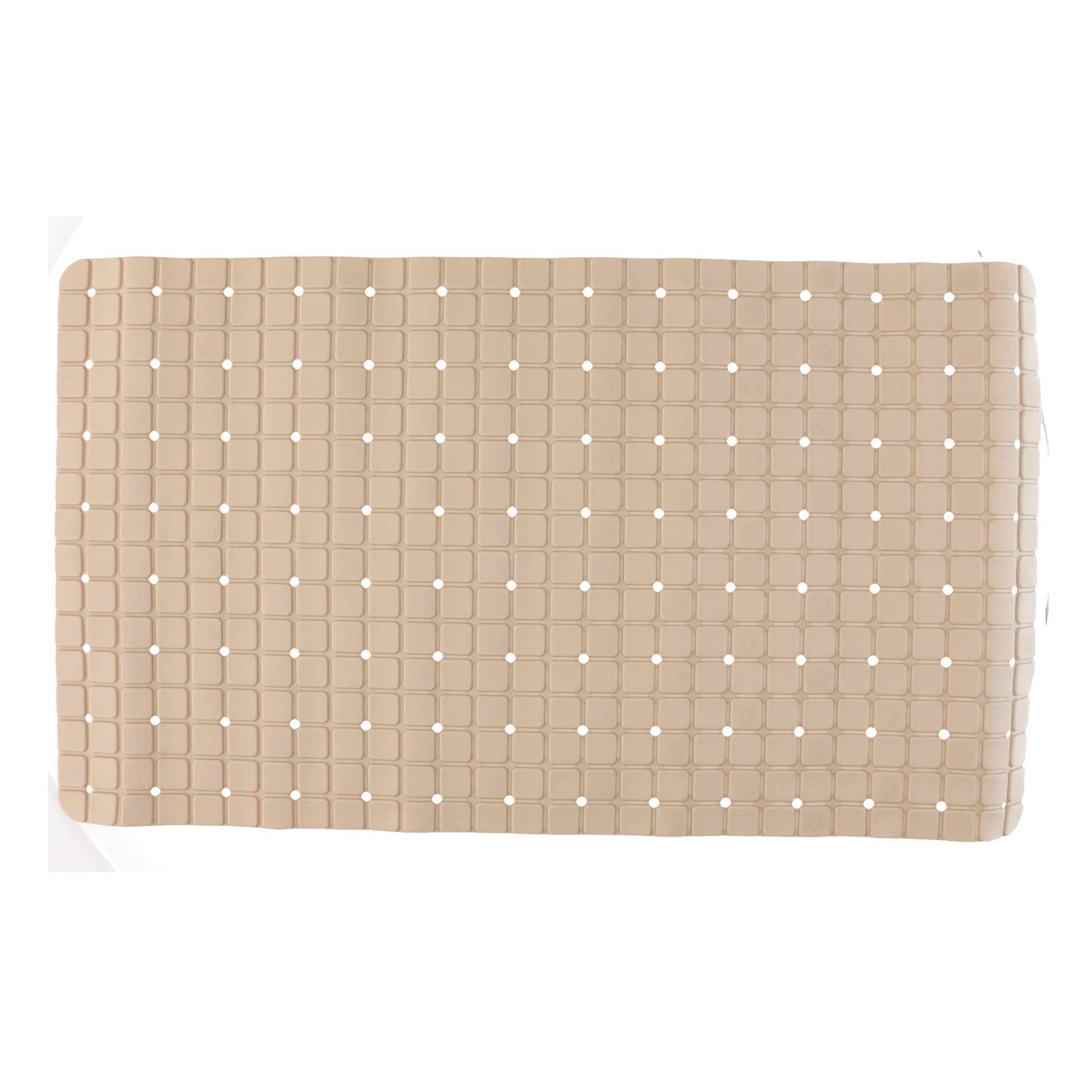 Badmat/douchemat anti-slip beige vierkant patroon 69 x 39 cm -