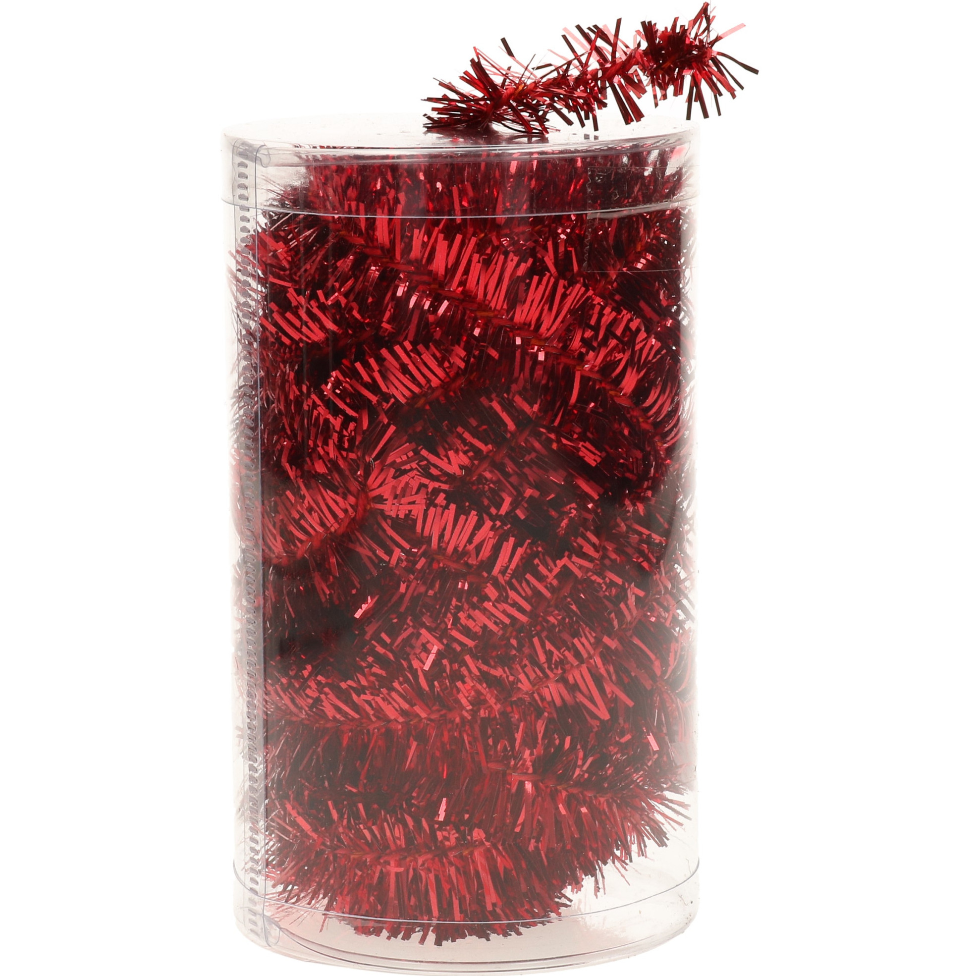 1x stuks folie tinsel slingers/guirlandes rood 20 meter kerstslingers -