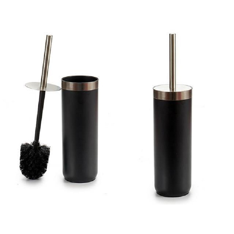 2x stuks WC-borstels/toiletborstels inclusief houder zwart 38 cm van RVS -