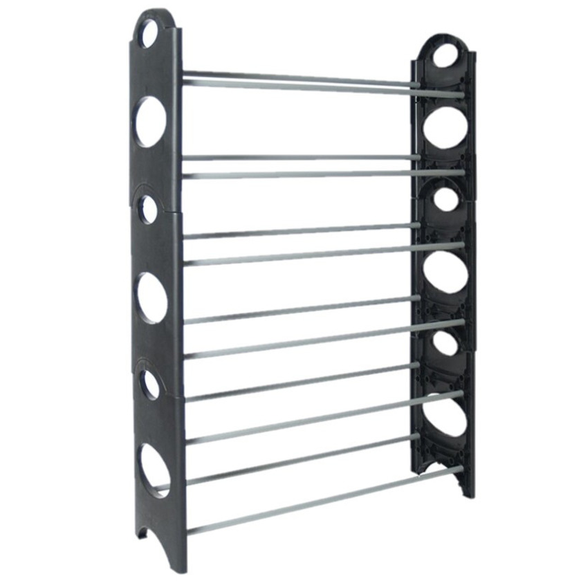 Kunststof stapelbaar schoenenrek/schoenenstandaard 6-laags 20 x 62 x 94 cm zwart/grijs -