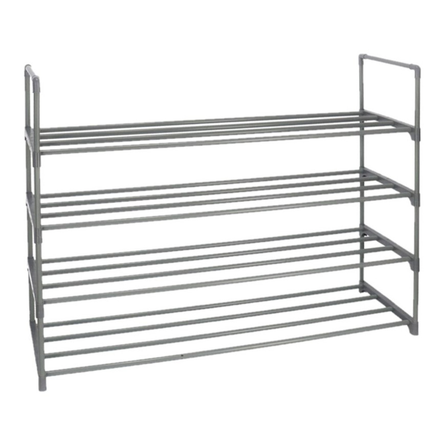 Kunststof/metalen schoenenrek/schoenenstandaard 4-laags 30 x 90 x 74 cm grijs -