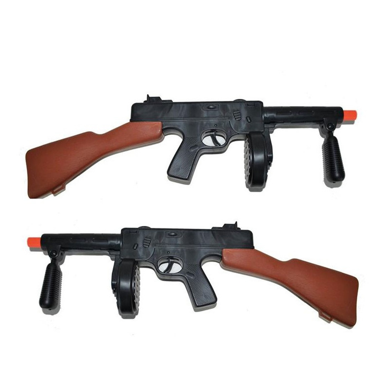 2x stuks verkleed speelgoed wapens gangsters machinepistool zwart 50 cm -