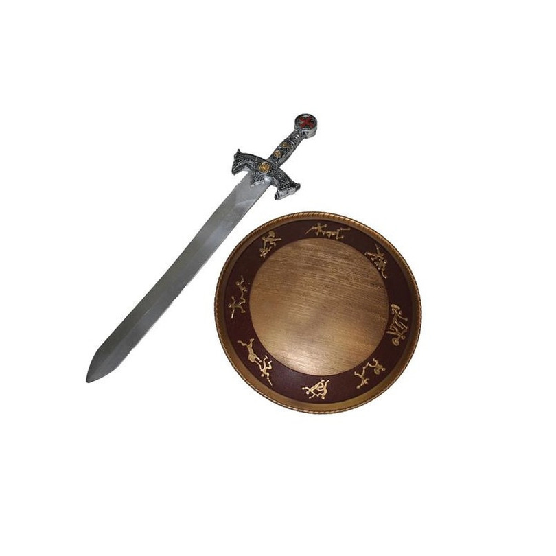 Verkleed speelgoed wapens Ridder/viking zwaard 58 cm en schild 32 cm - Kostuum accessoires -
