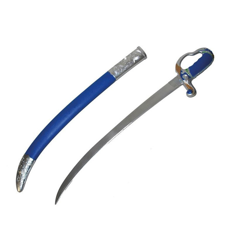 Middeleeuws/piraten verkleed zwaard - 66 cm - kunststof - blauw - in houder -