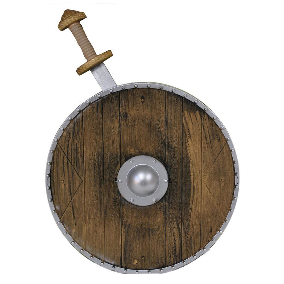 Funny Fashion zwaard met schild wapens - speelgoed/verkleed set - ridder/viking - plastic -