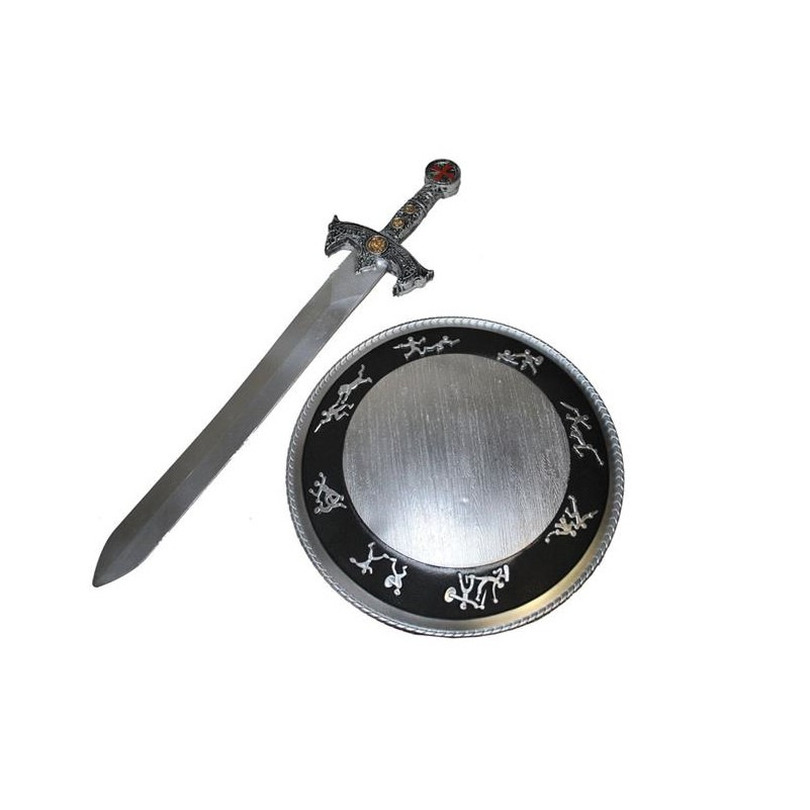 Verkleed speelgoed wapens Ridder/viking zwaard 58 cm en schild 32 cm - Kostuum accessoires -