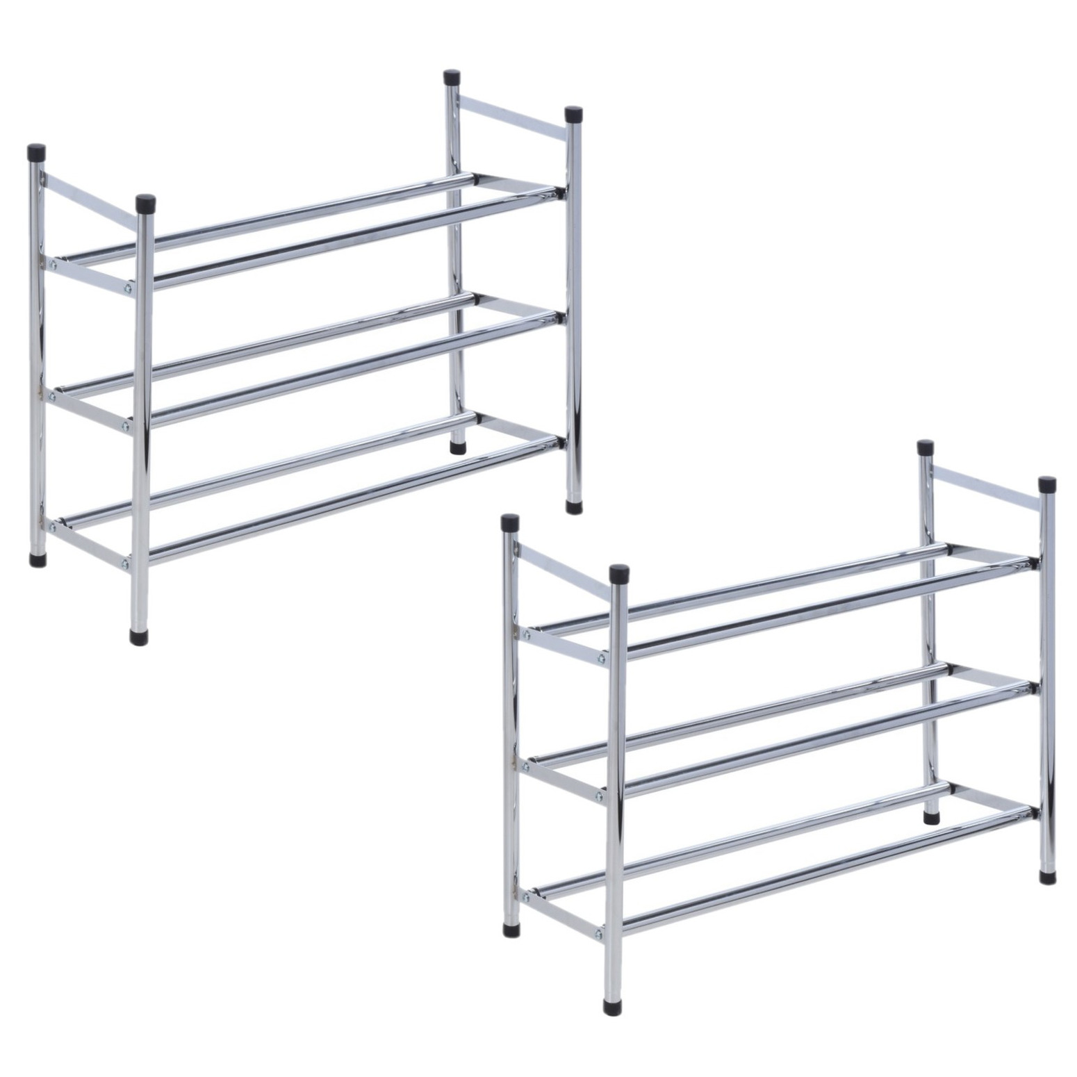 2x stuks RVS schoenenrekken 3 laags 61,5 cm -