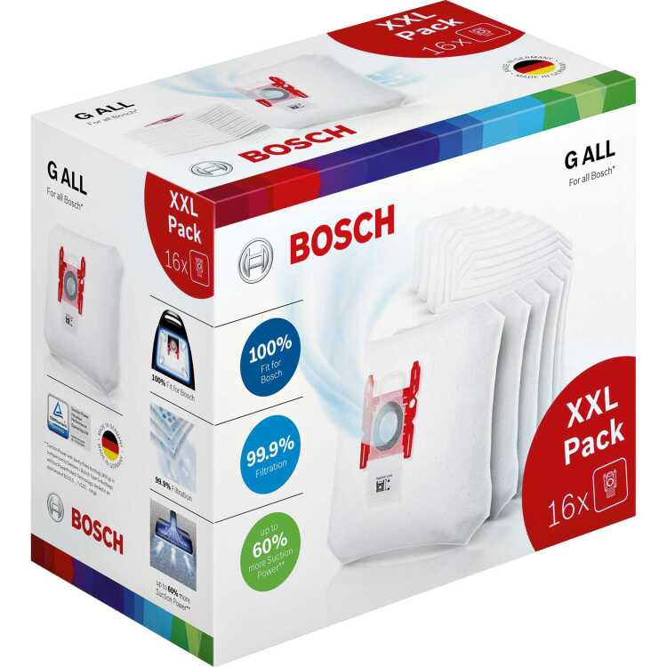 Bosch Originele Stofzuigerzak Type G ALL, XXL Pack stofzuigerzak 16 stuks