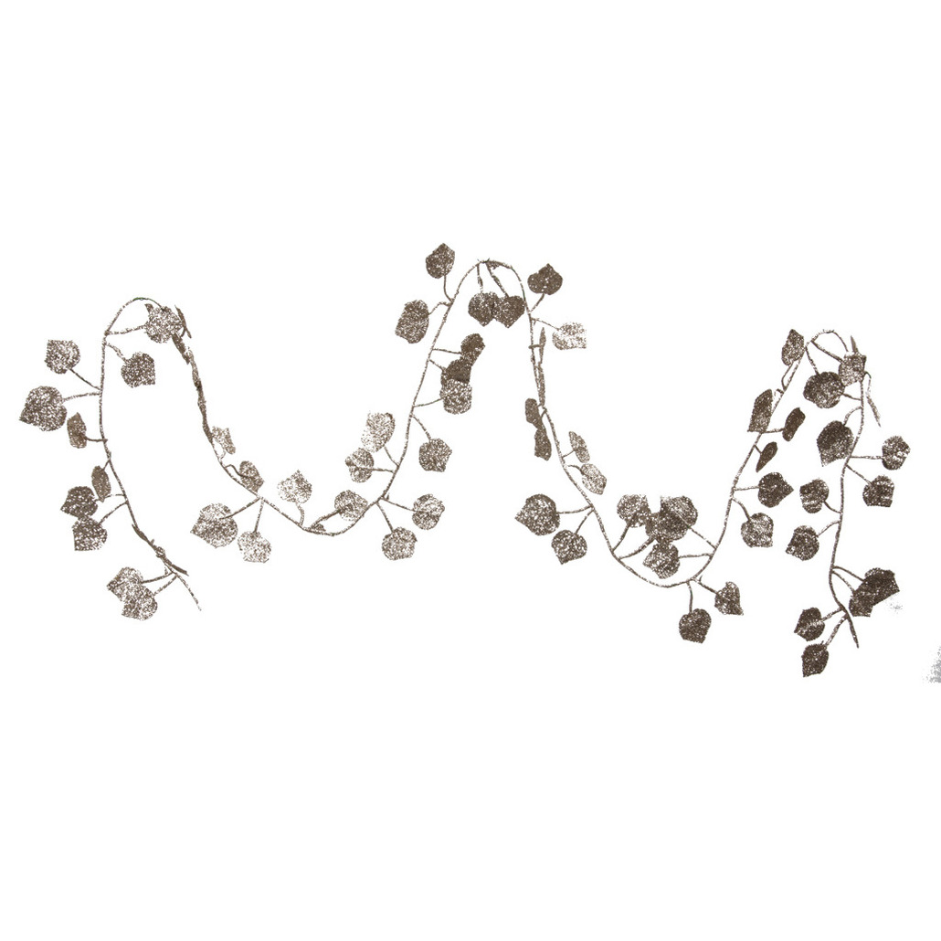 Kerstboom slinger - met bladeren - champagne - 200 cm - kunststof - kerstboomversiering -