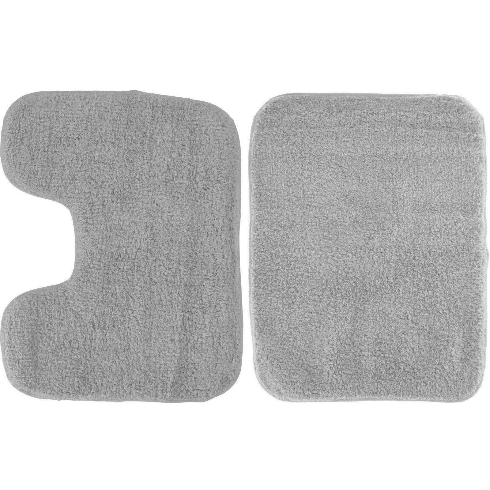 Badmatten set - beton grijs - voor douch en toilet -