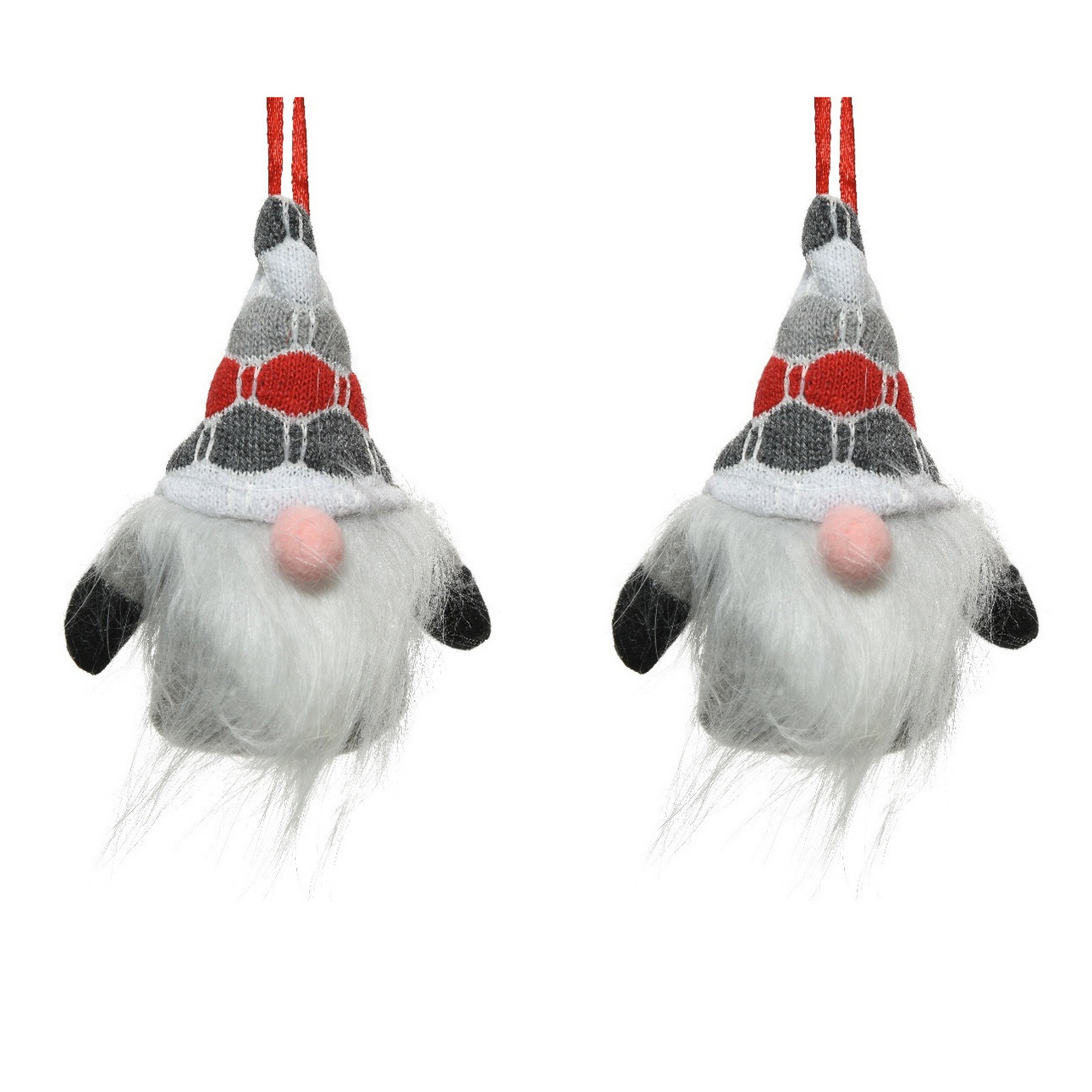 4x stuks kersthangers figuurtjes kerst gnome/kabouter/dwerg grijs 12 cm -