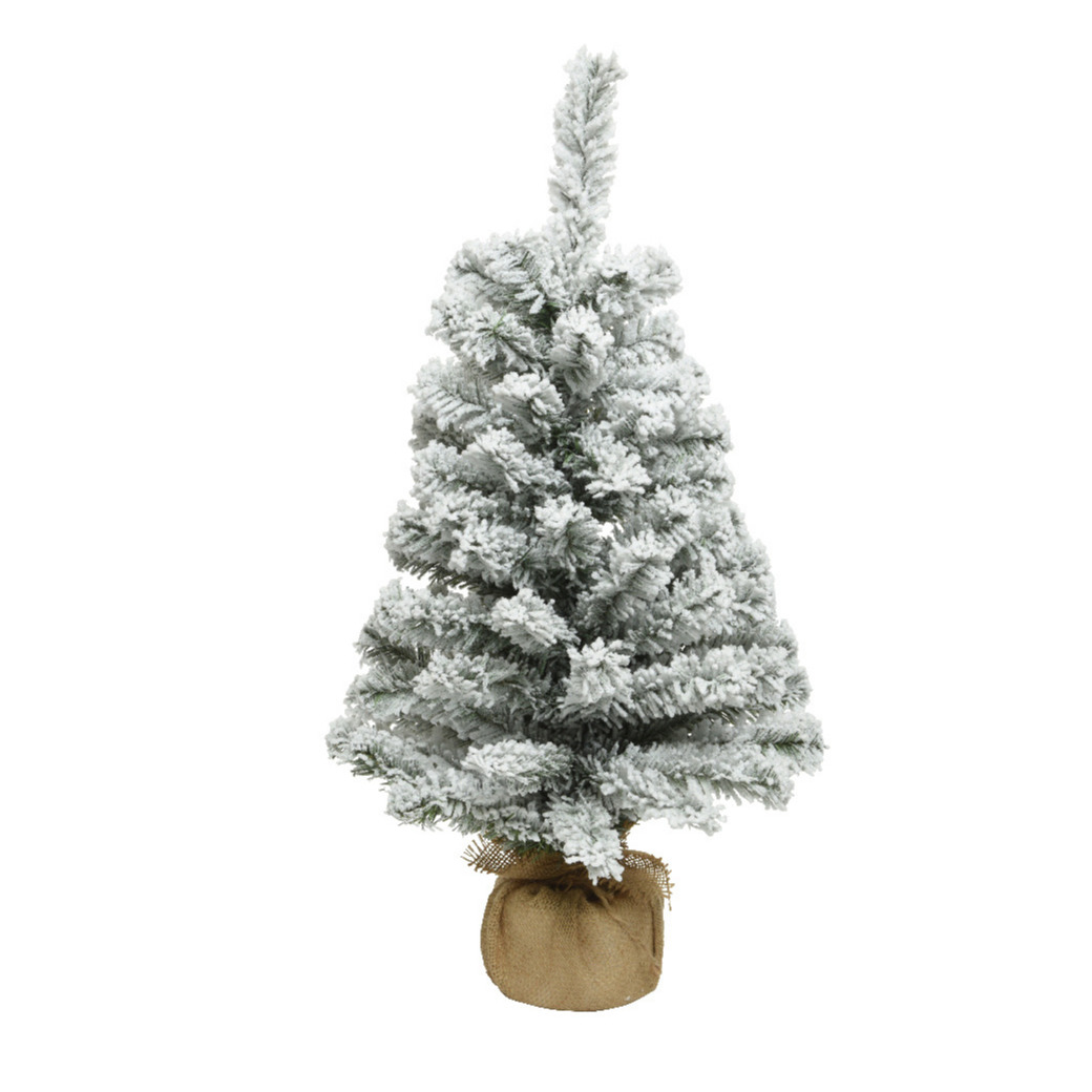 Everlands kunst kerstboom - H75 cm - met sneeuw - kunstboom - jute zak - Imperial -