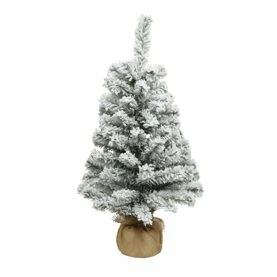 Everlands kunst kerstboom - H90 cm - met sneeuw - kunstboom - jute zak - Imperial -