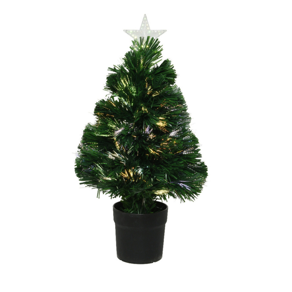 Fiber optic kerstboom/kunst kerstboom met verlichting en ster piek 60 cm -