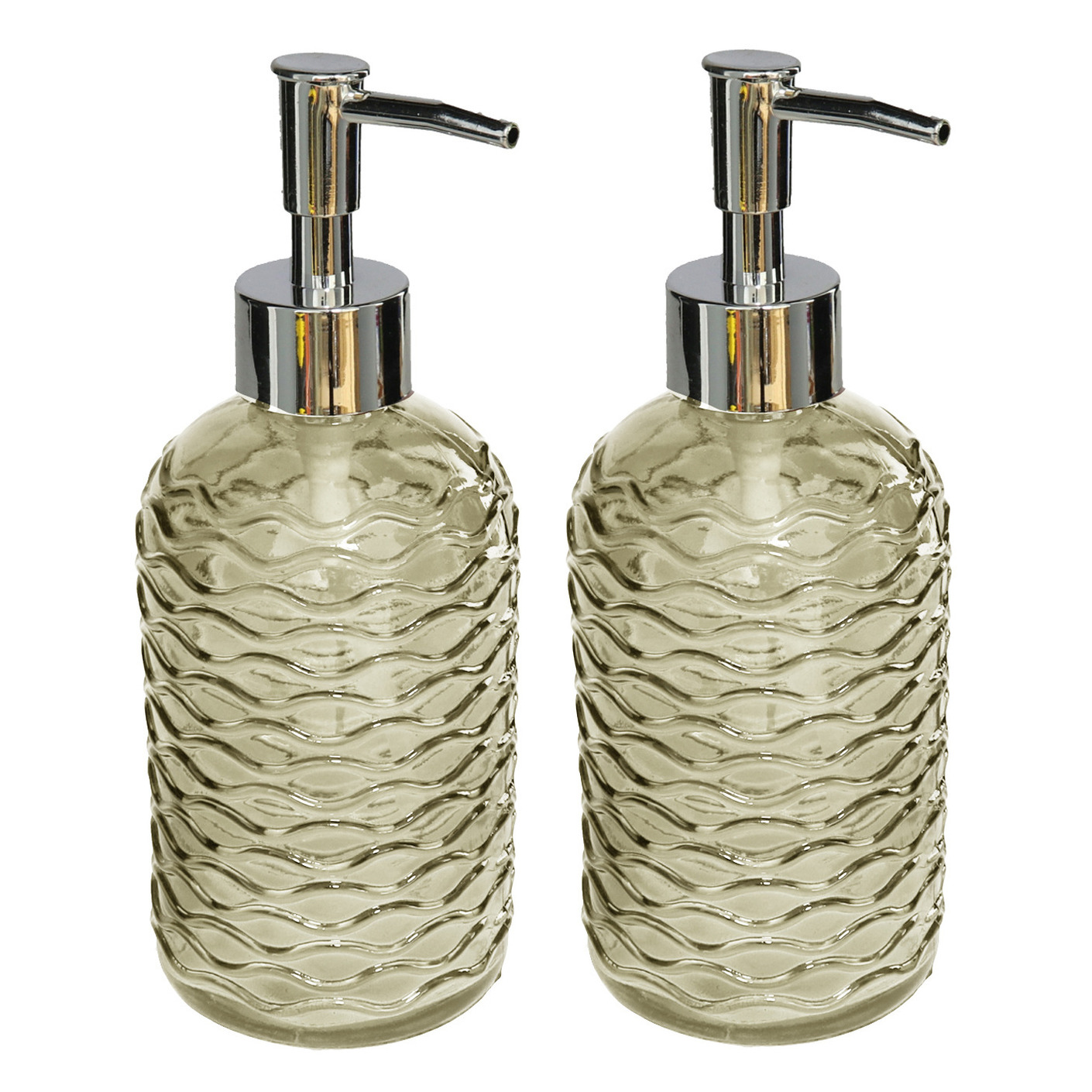 2x stuks zeeppompjes/zeepdispensers honinggeel kleur glas 410 ML -