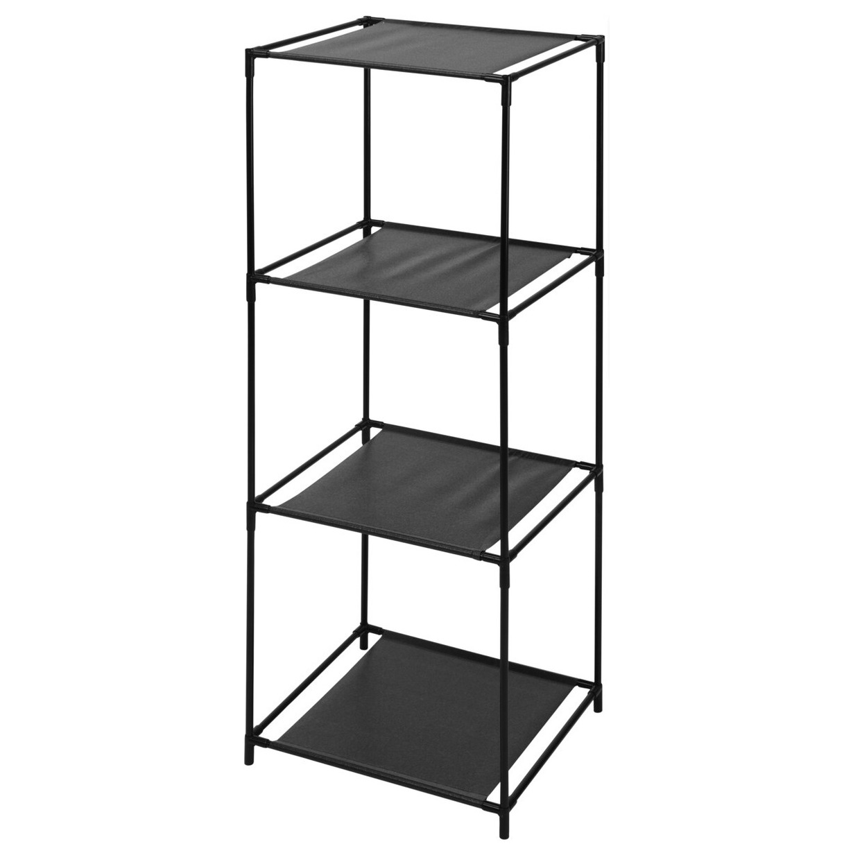 Badkamerrek/opbergkast zwart metaal 4-laags 34 x 34 x 104 cm -