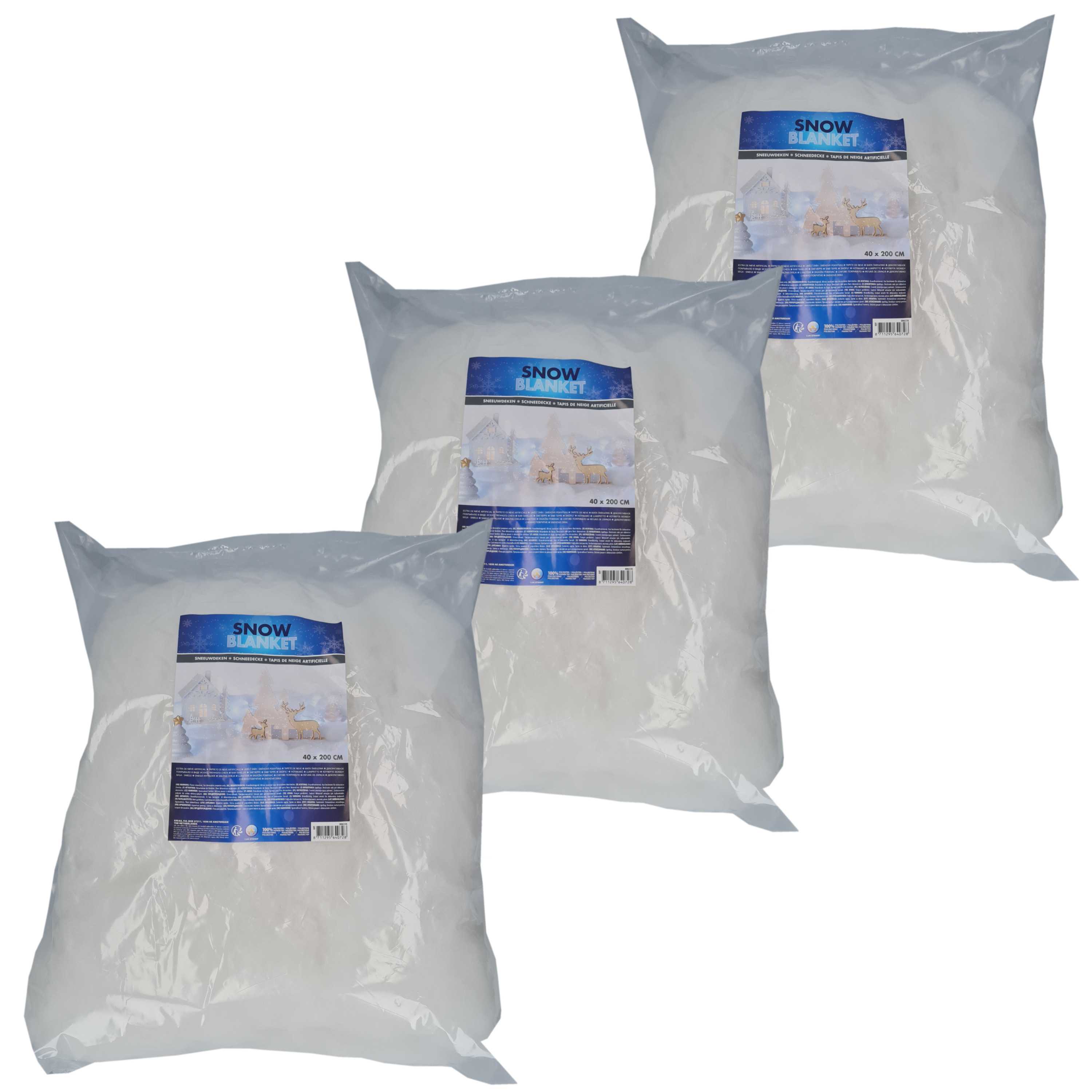 3x stuks sneeuwdeken / sneeuwtapijt 200 x 40 cm -
