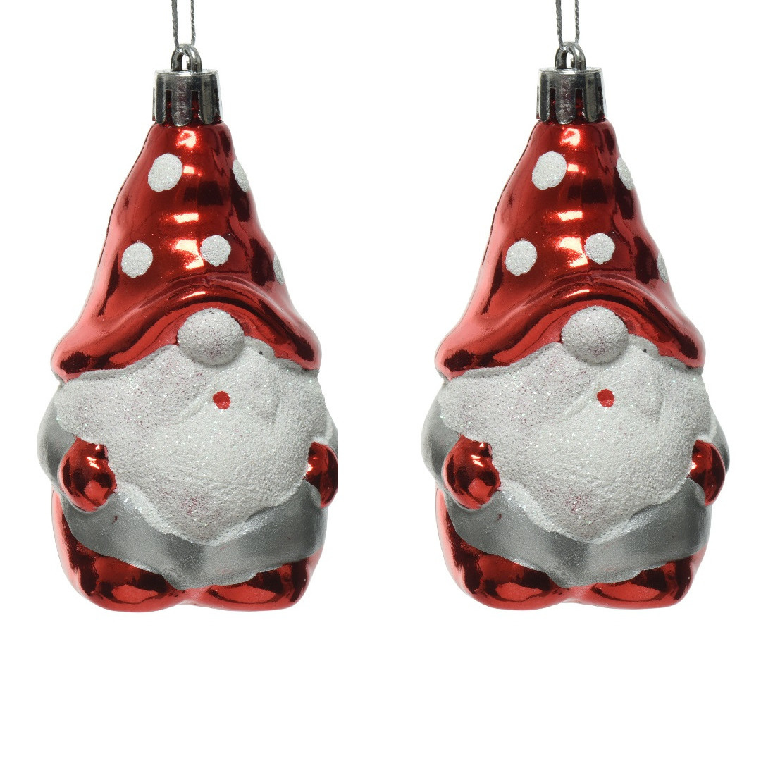 Decoris Kersthangers - kerstman - 2x - kunststof - 8,5 cm -