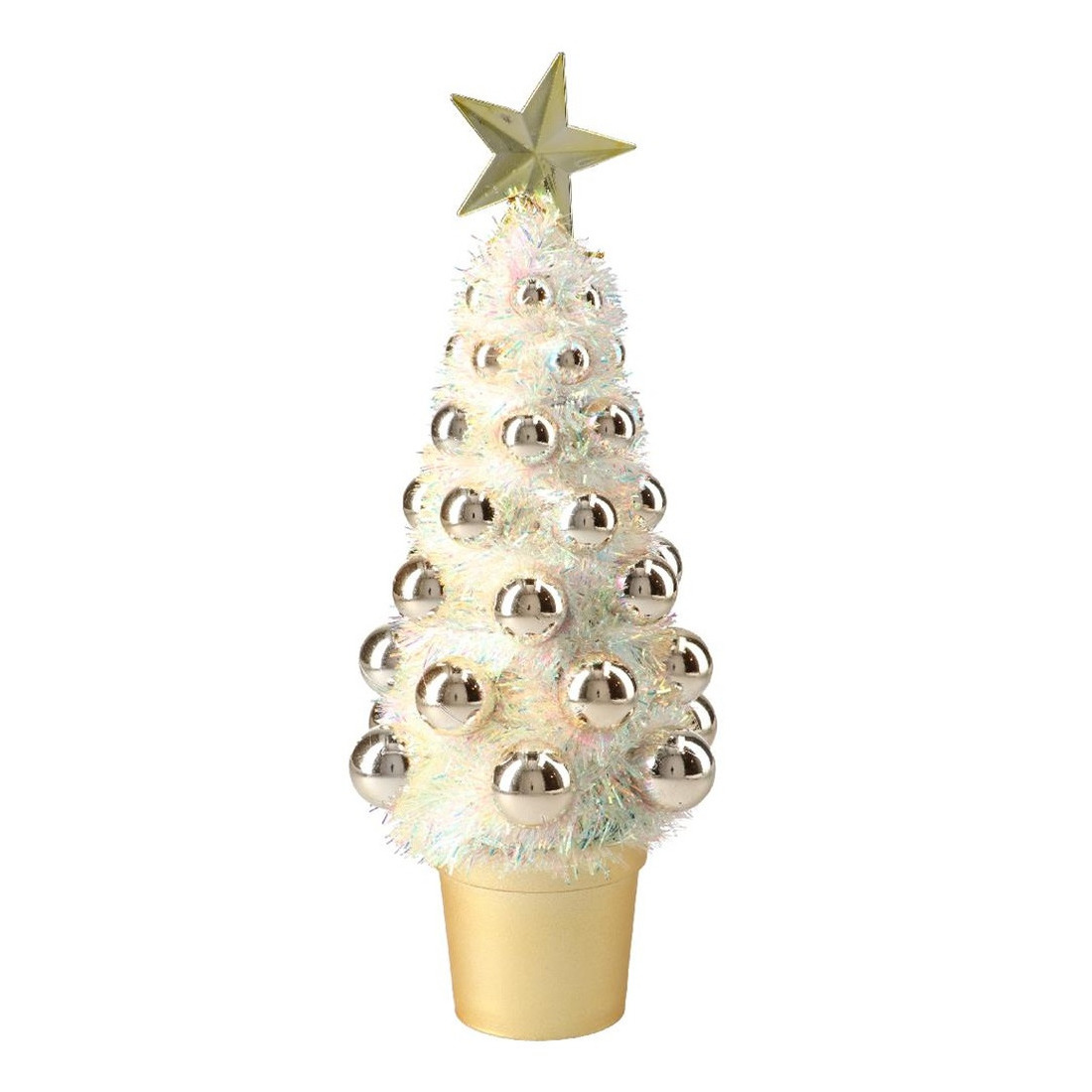 Complete mini kunst kerstboompje/kunstboompje goud met kerstballen 29 cm -