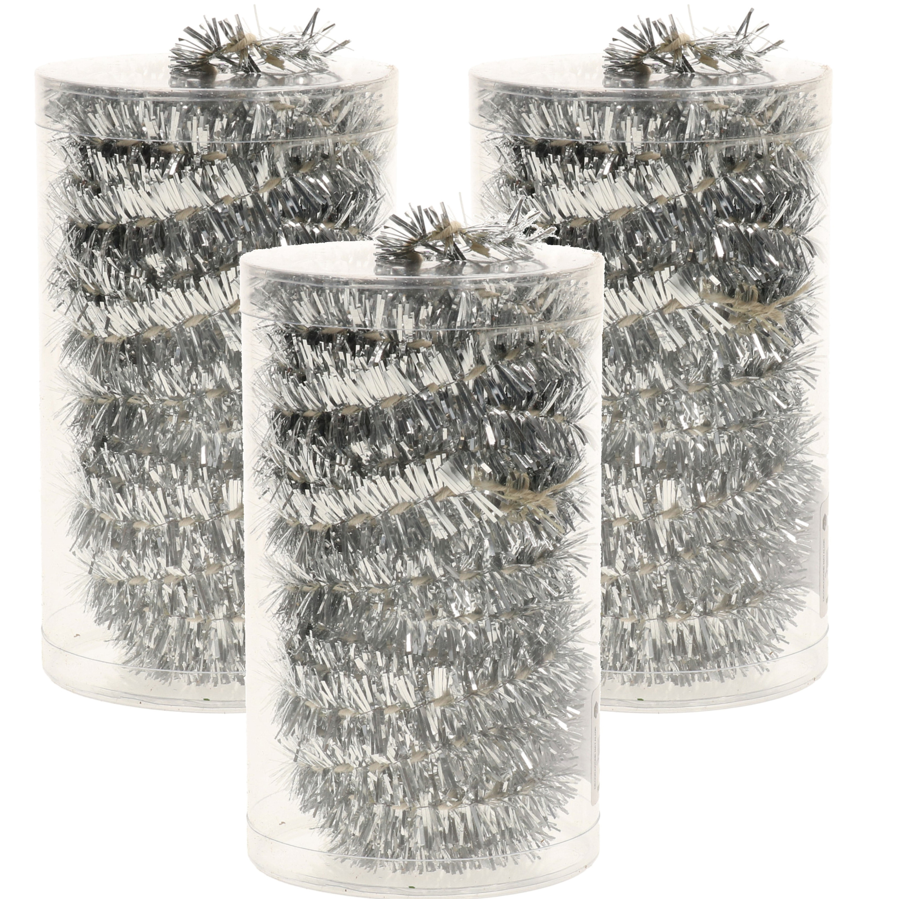 3x stuks folie tinsel slingers/guirlandes zilver 20 meter kerstslingers -