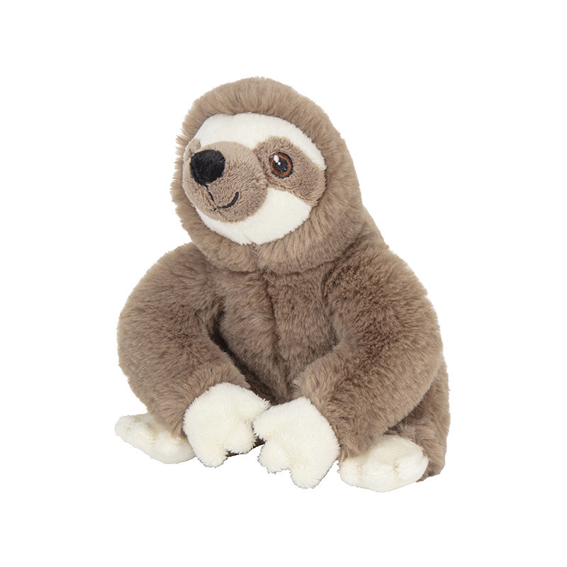 Nature Planet pluche luiaard knuffeldier - 16 cm - bruin - Luiaard knuffels - kleine cadeautjes -