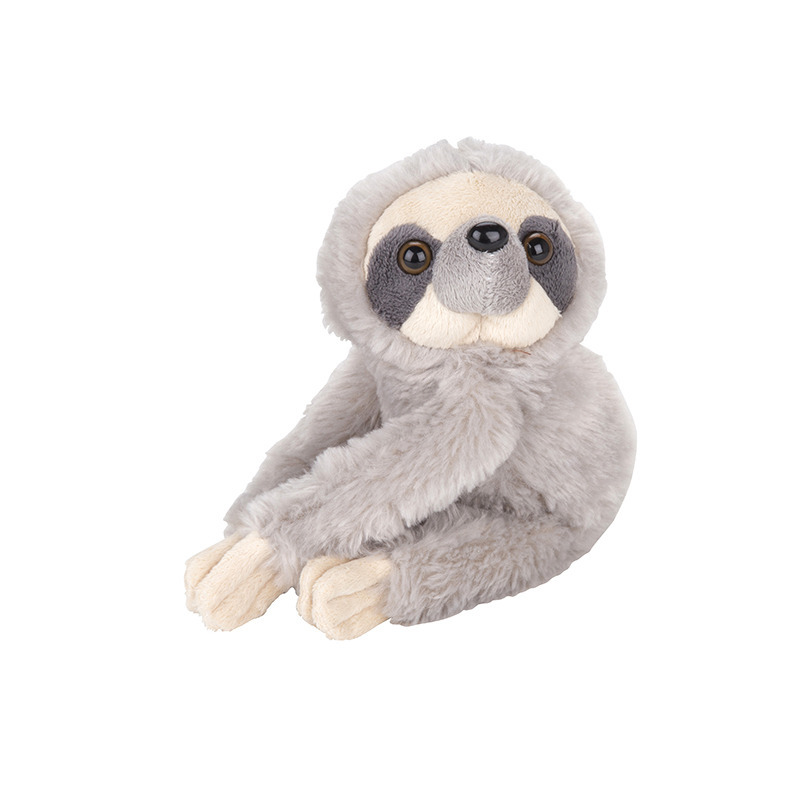Nature Planet pluche knuffel - grijze luiaard - 17 cm - dieren knuffels -
