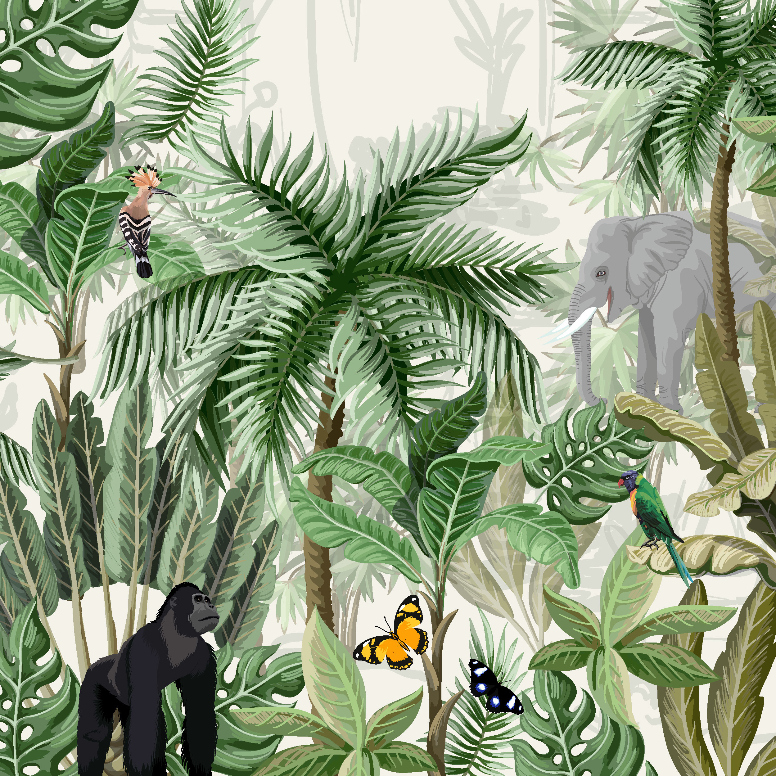 40x luxe tafel diner/lunch servetten 33 x 33 cm in safari/jungle print 3-laags -