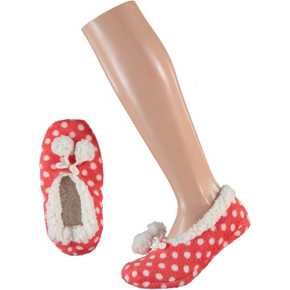 Meisjes ballerina sloffen/pantoffels roze met witte stippen maat 31-33 31/33 -