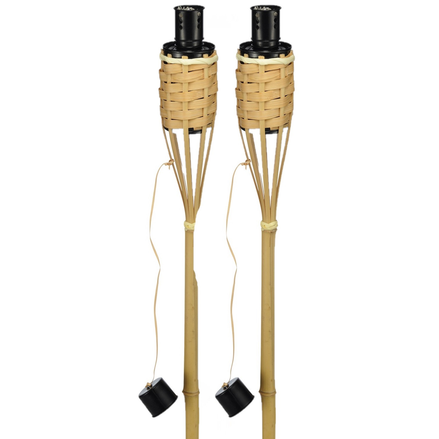3x stuks bamboe gevlochten tuinfakkels 120 cm -