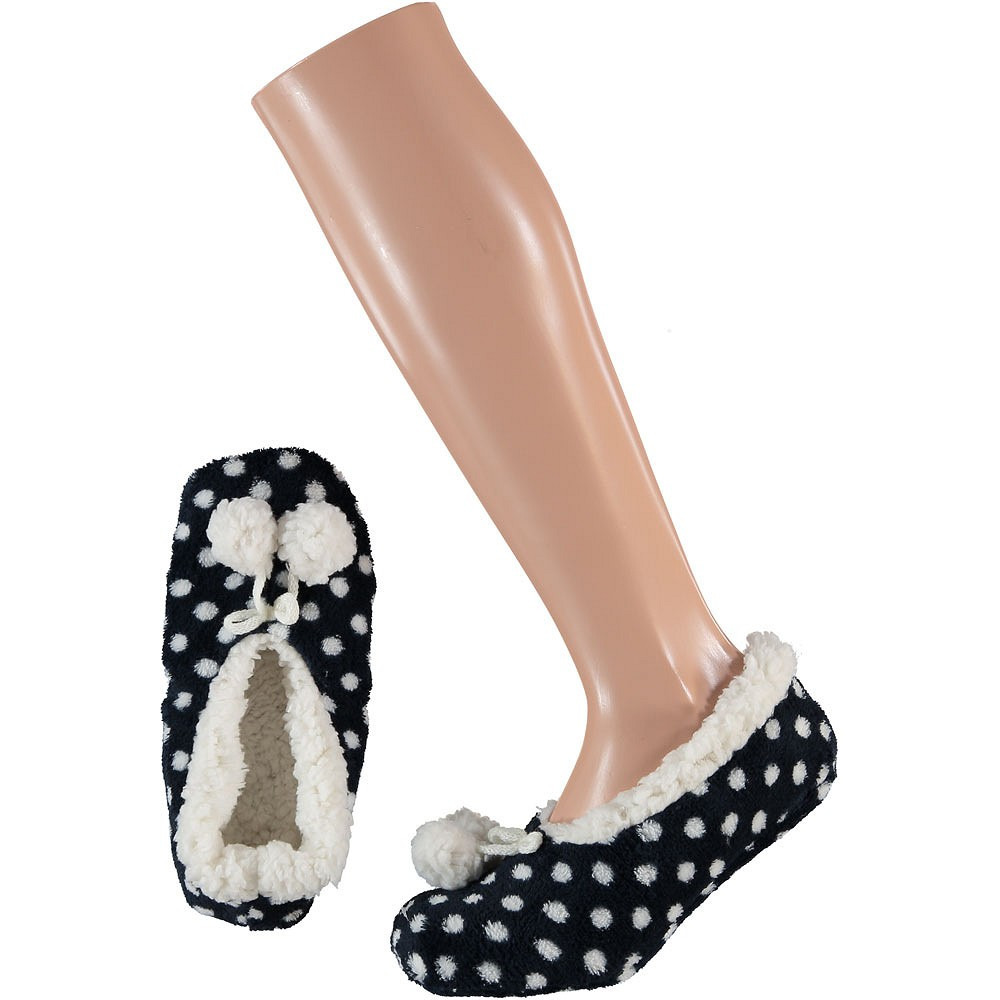 Meisjes ballerina sloffen/pantoffels zwart met witte stippen maat 28-30 28/30 -