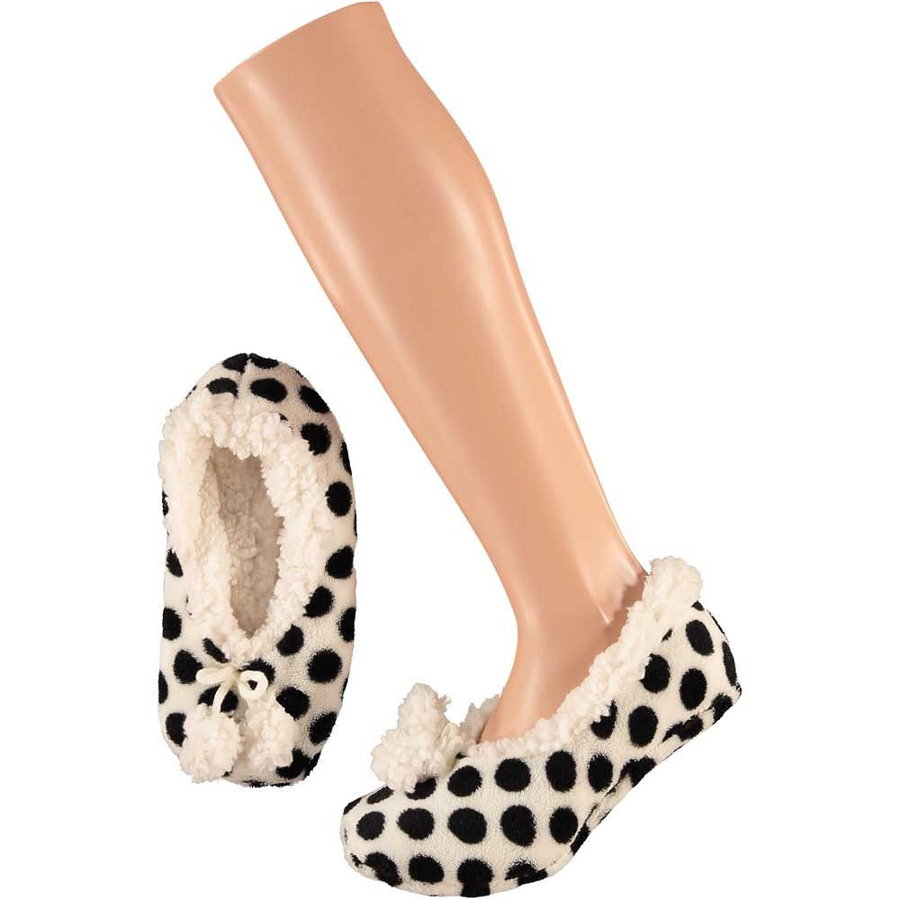 Meisjes ballerina sloffen/pantoffels wit met zwarte stippen maat 31-33 31/33 -