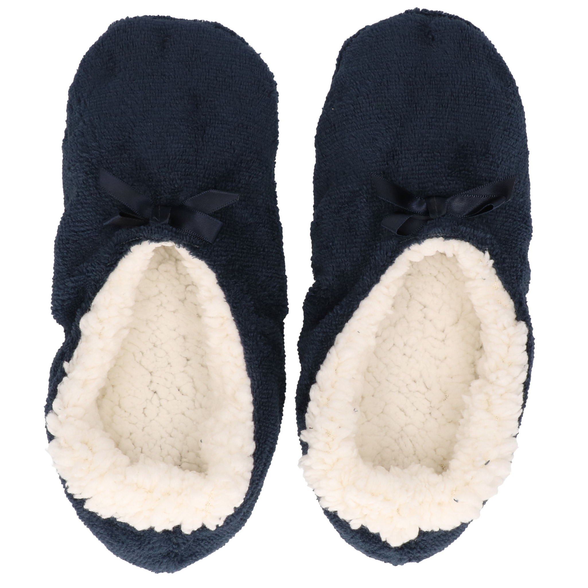 Apollo - Dames Ballerina winter sloffen/pantoffels - marine blauw - maat 37-39 - laag model 37/39 -