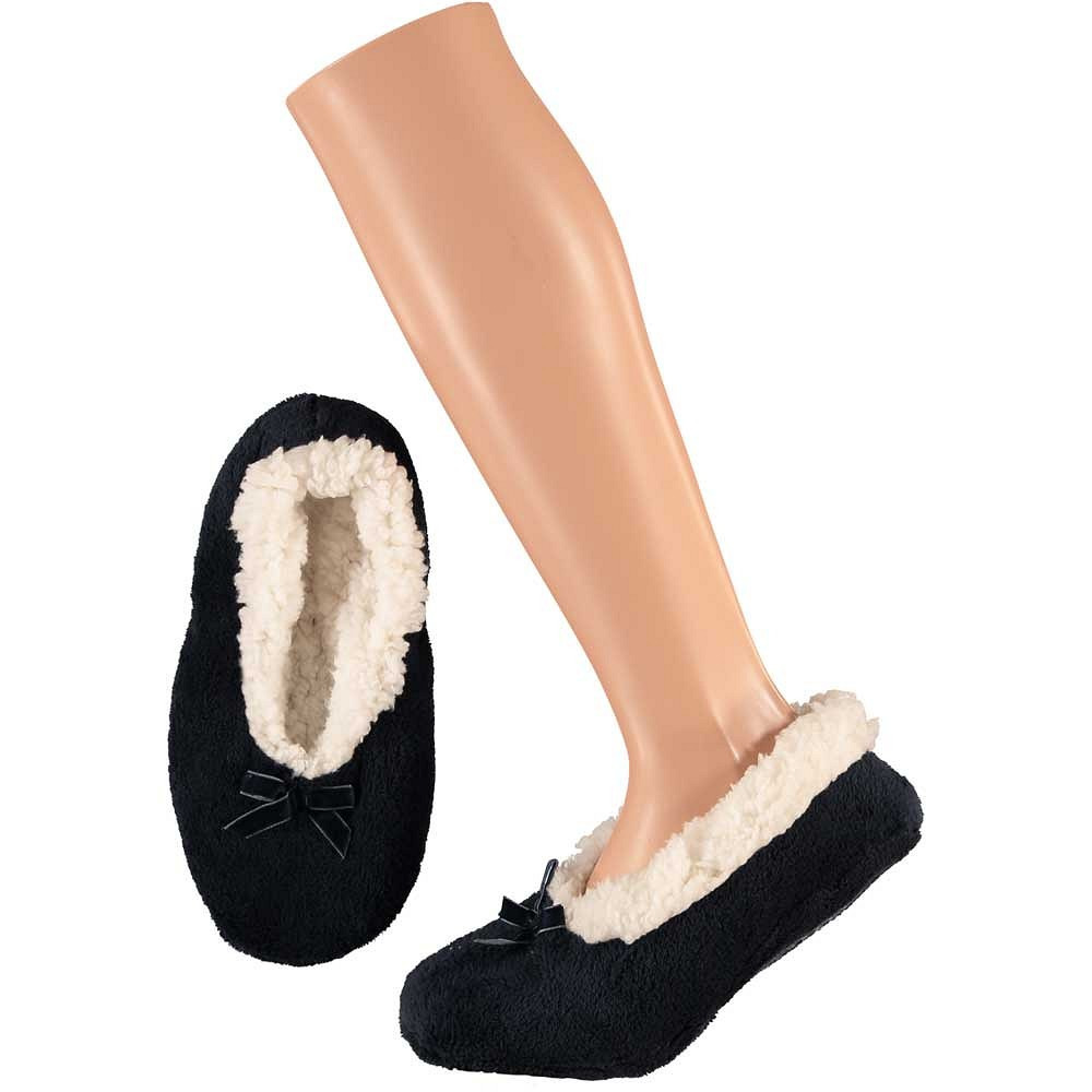 Apollo - Dames Ballerina winter sloffen/pantoffels - marine blauw - maat 40-42 - laag model 40/42 -