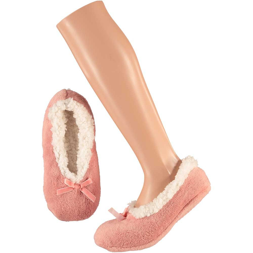 Apollo - Dames Ballerina winter sloffen/pantoffels - roze - maat 40-42 - laag model 40/42 -