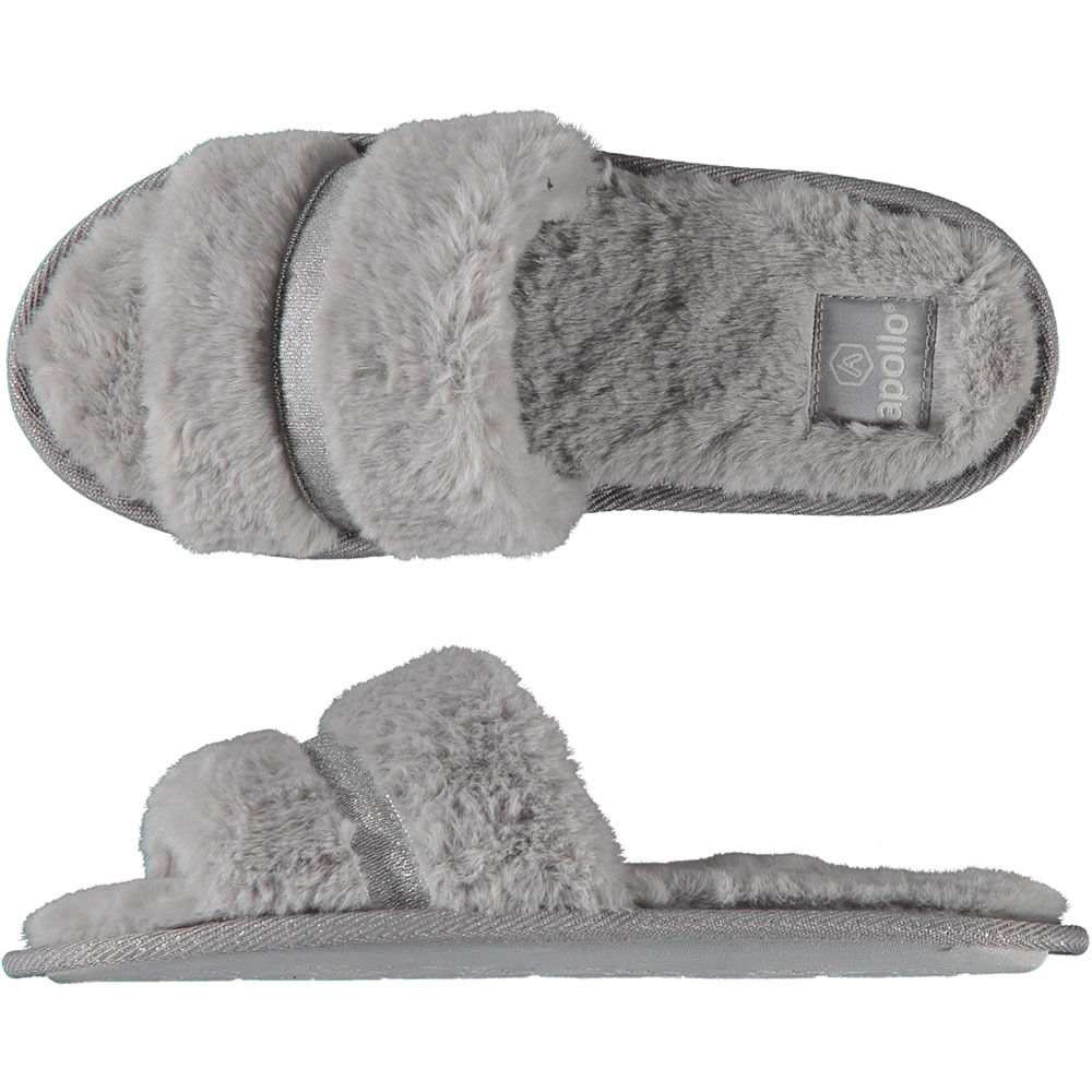Dames huisslippers/instapsloffen/pantoffels met bont - grijs - maat 37-38 37/38 -