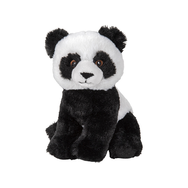 Nature Planet pluche Panda knuffel dier - 19 cm - zwart/wit - panda knuffels -