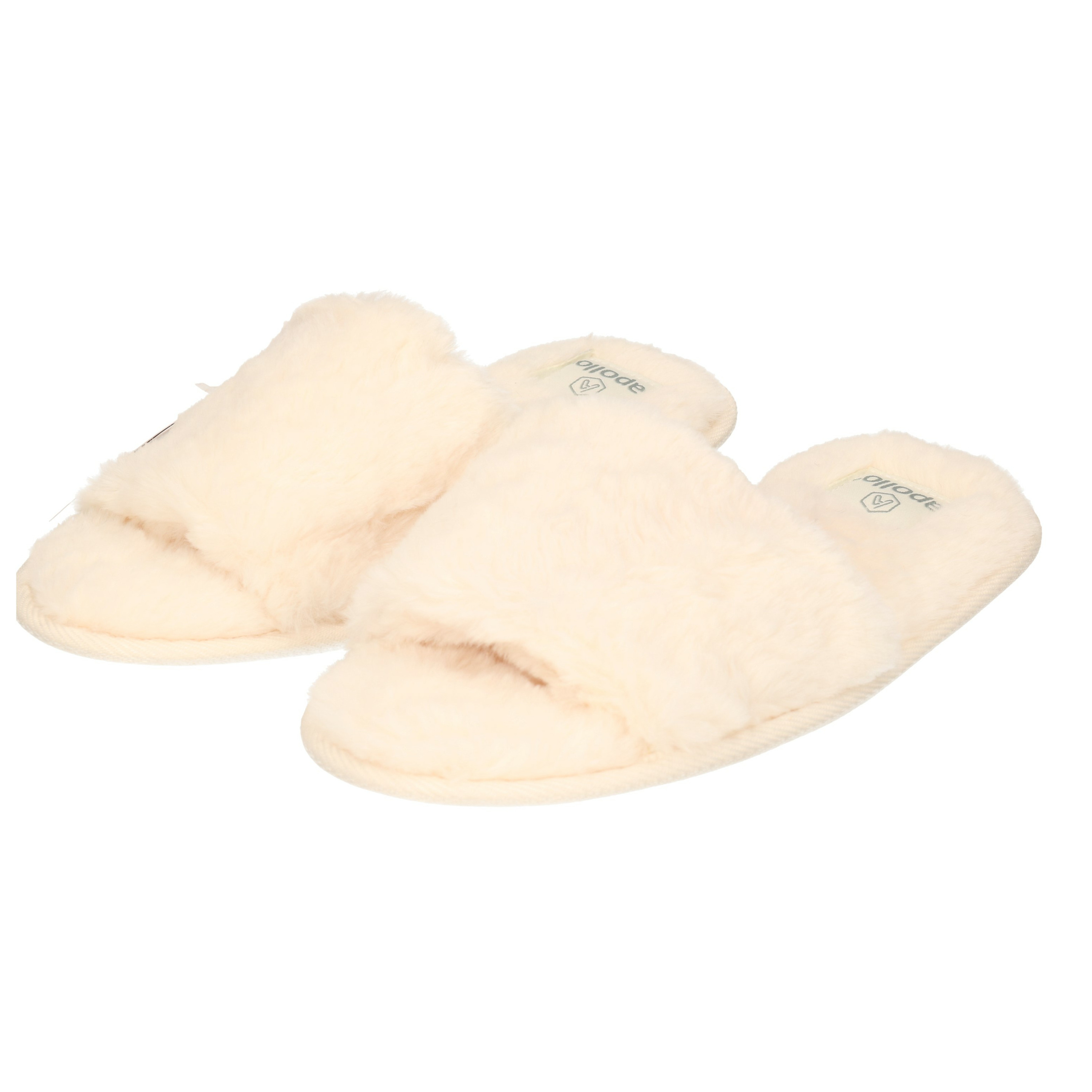 Apollo huisslippers / instapsloffen / pantoffels met bont - Voor dames - wit - maat 37-38 37/38 -